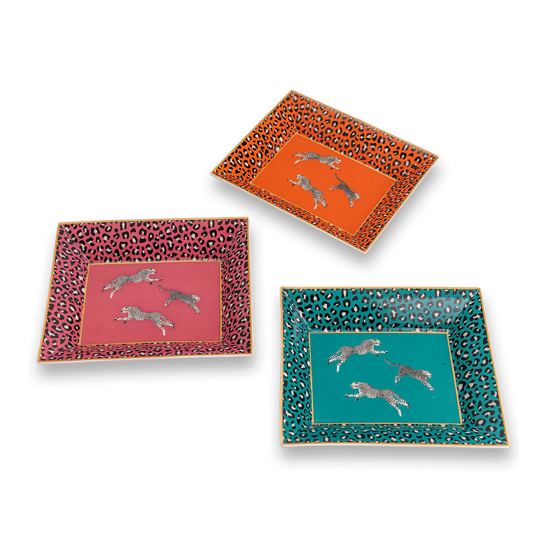 Leaping Cheetah Plate - Orange