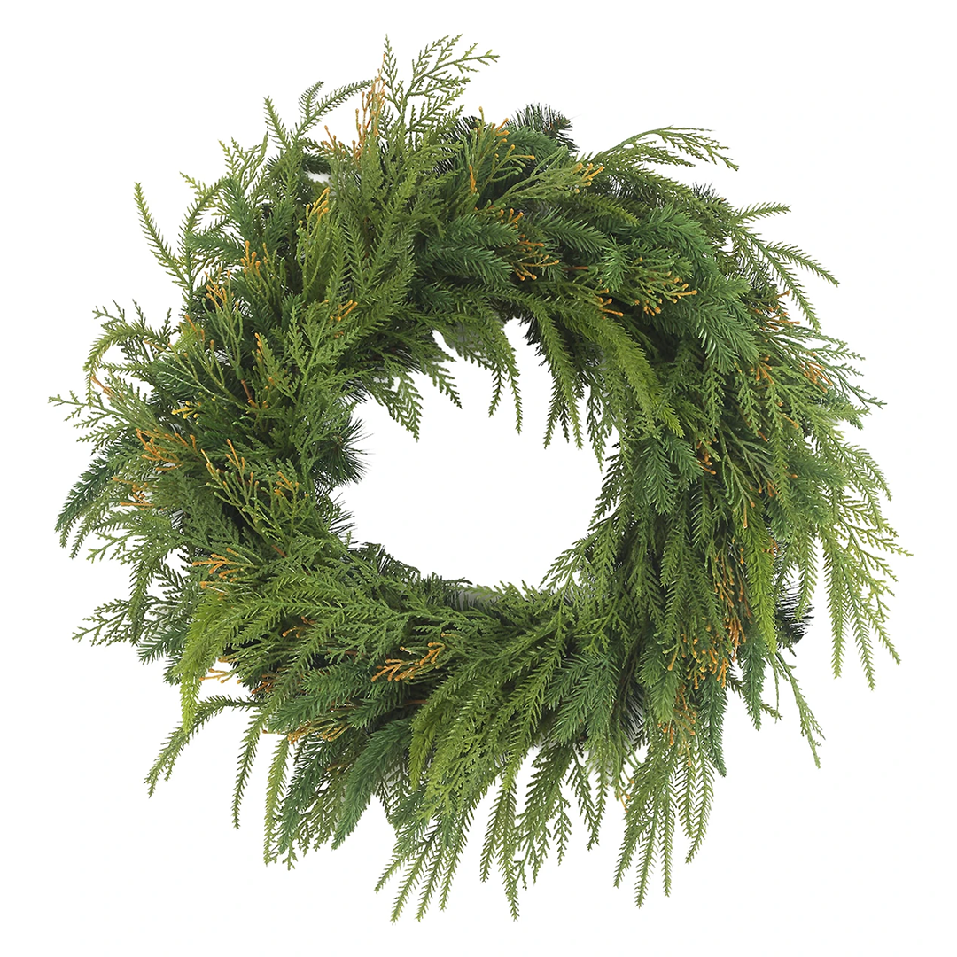 30" Natural Touch UV Mixed Cedar/Cypress Wreath