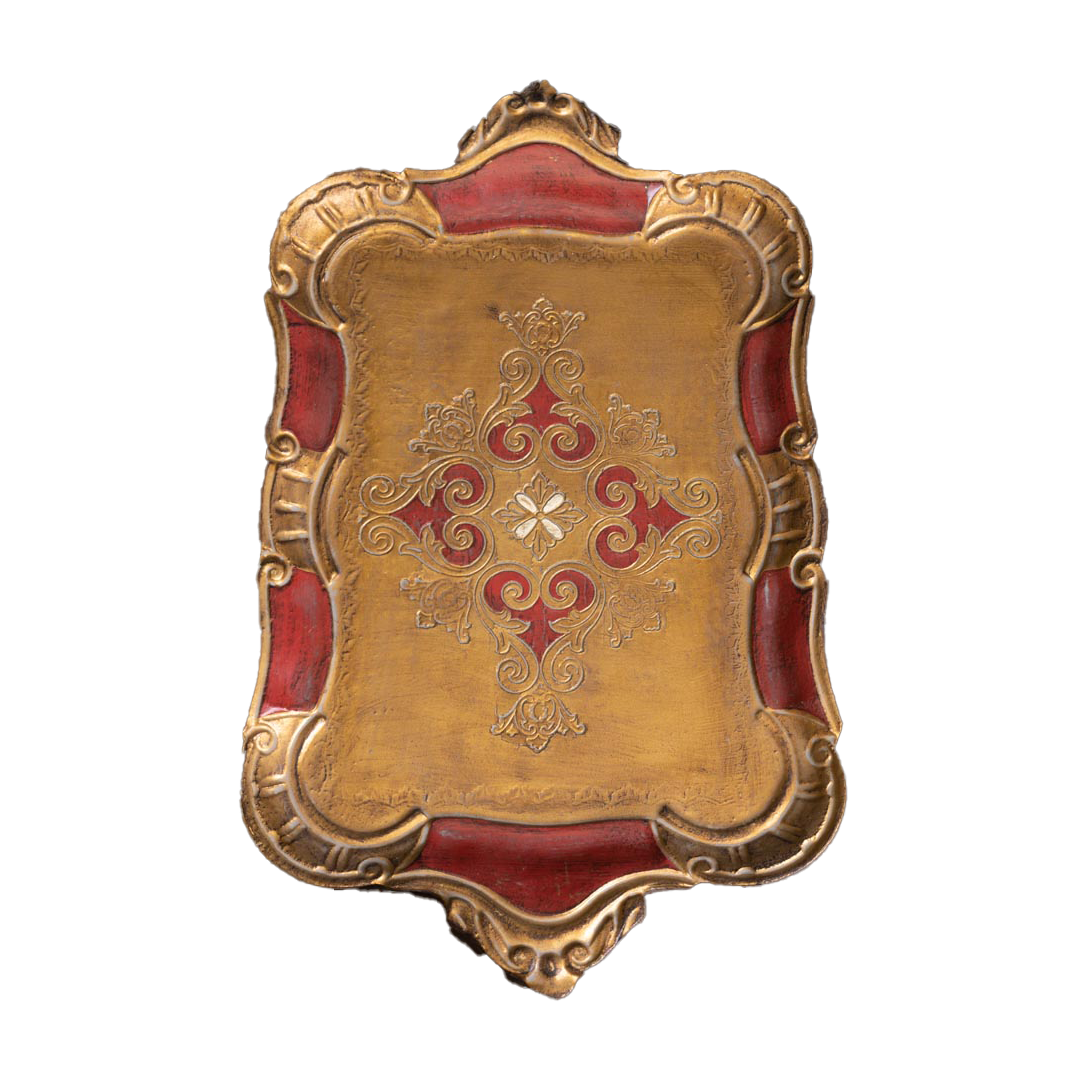 Tray Gold And Red Antoinette