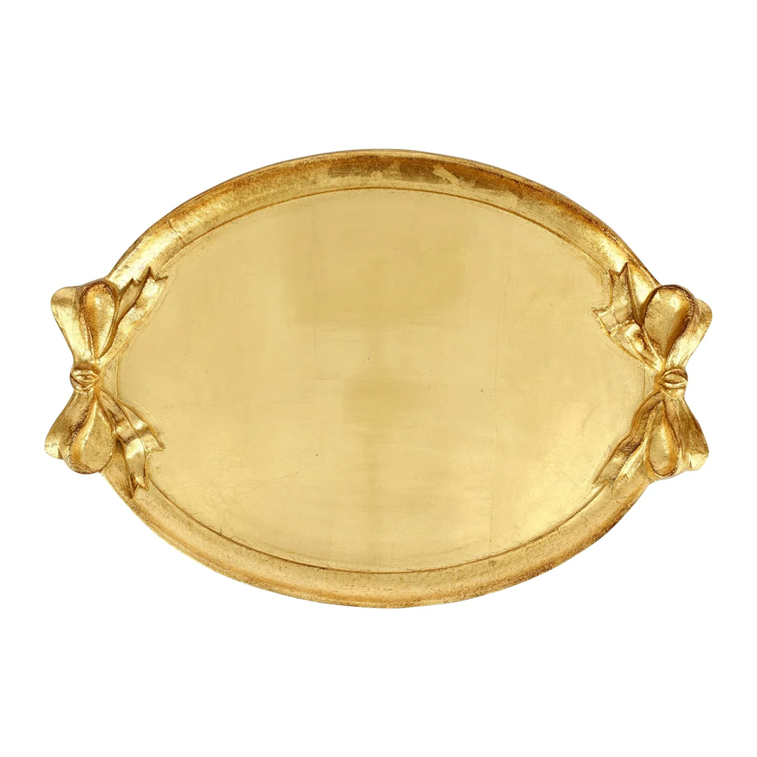 Florentine Gold Bow Handled Oval Tray