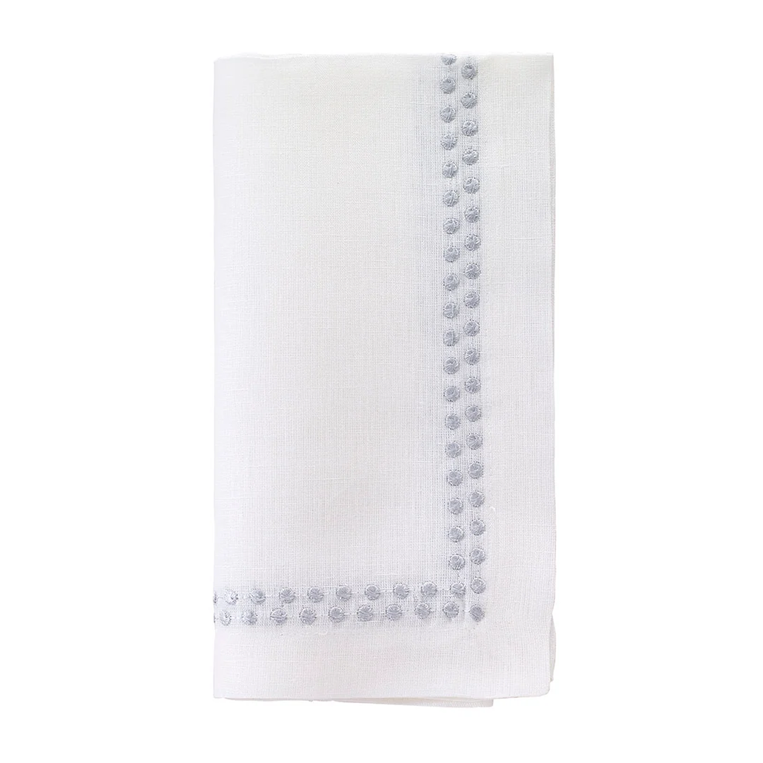 Pearls Embroidered Linen Napkins - Silver