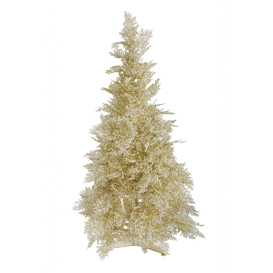 36" Glittered/Snowball Champagne Cedar Accent Trees