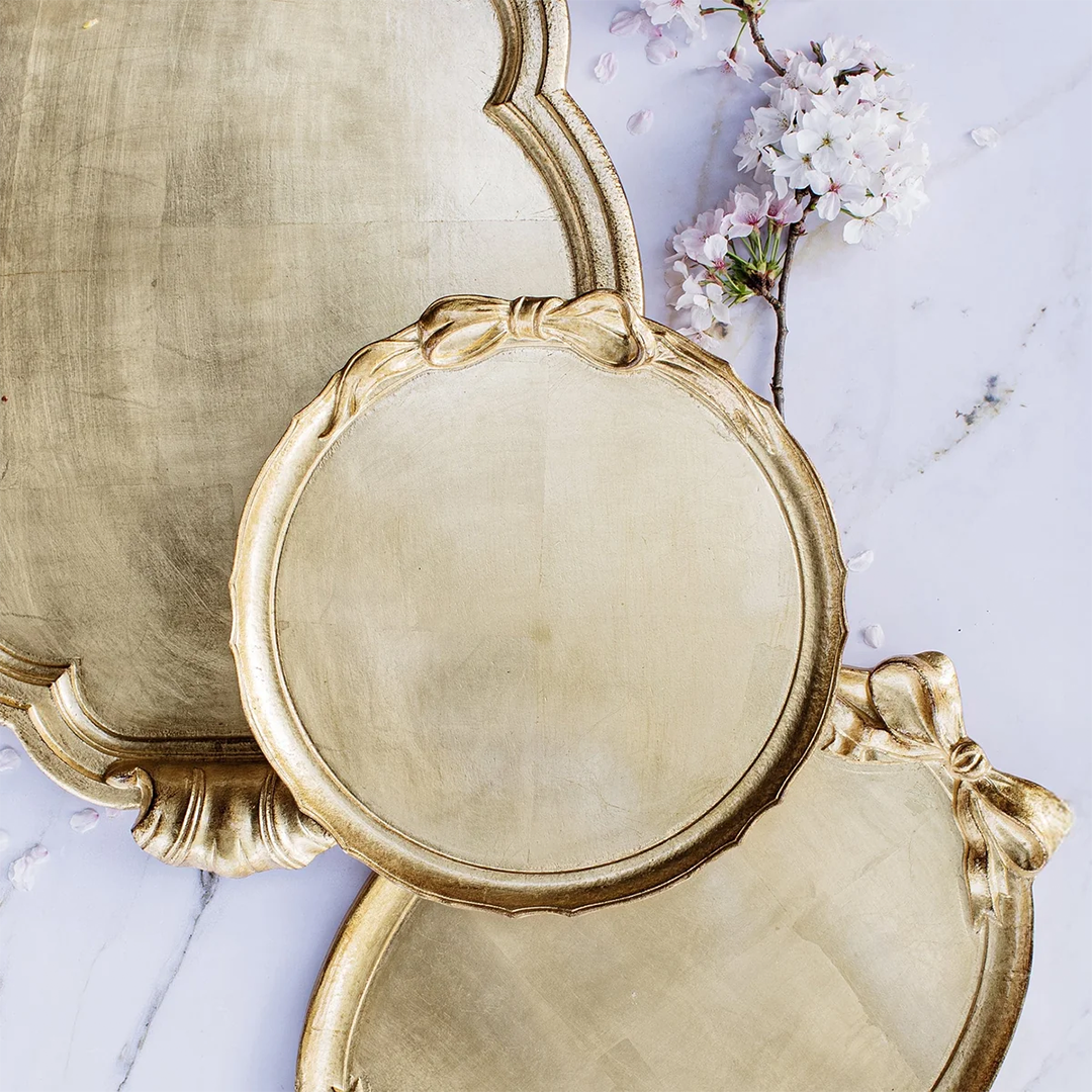 Florentine Gold Bow Round Tray