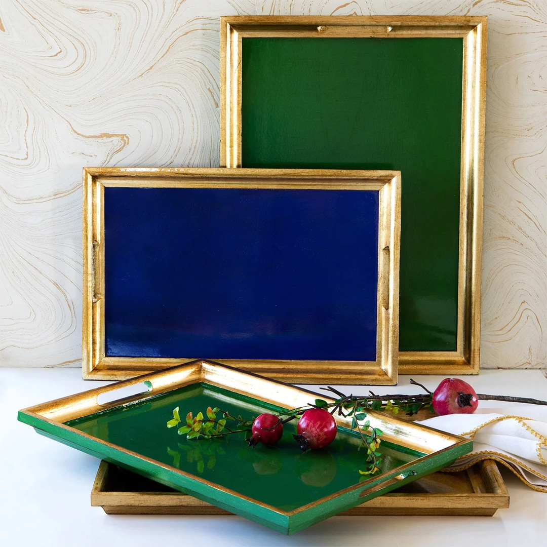 Florentine Green & Gold Large Rectangular Tray
