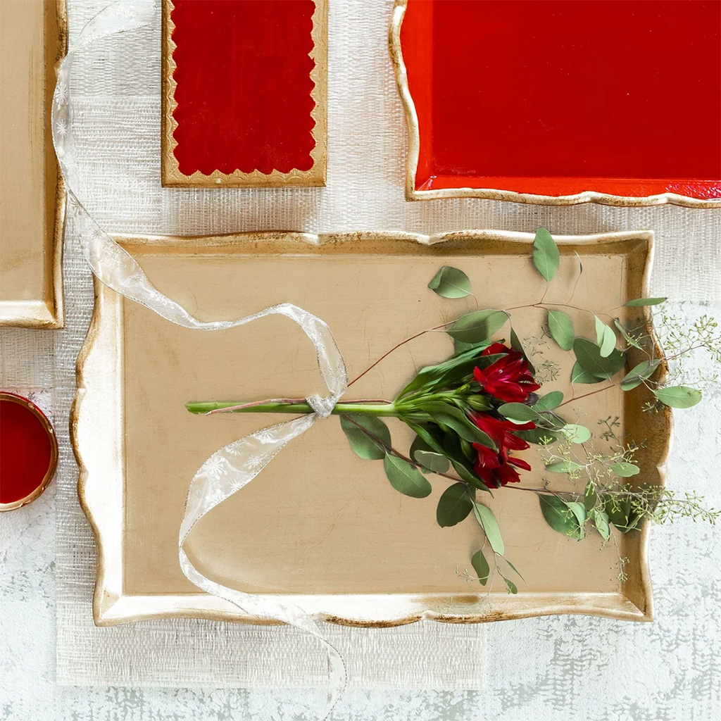 Florentine Gold Handled Medium Rectangular Tray
