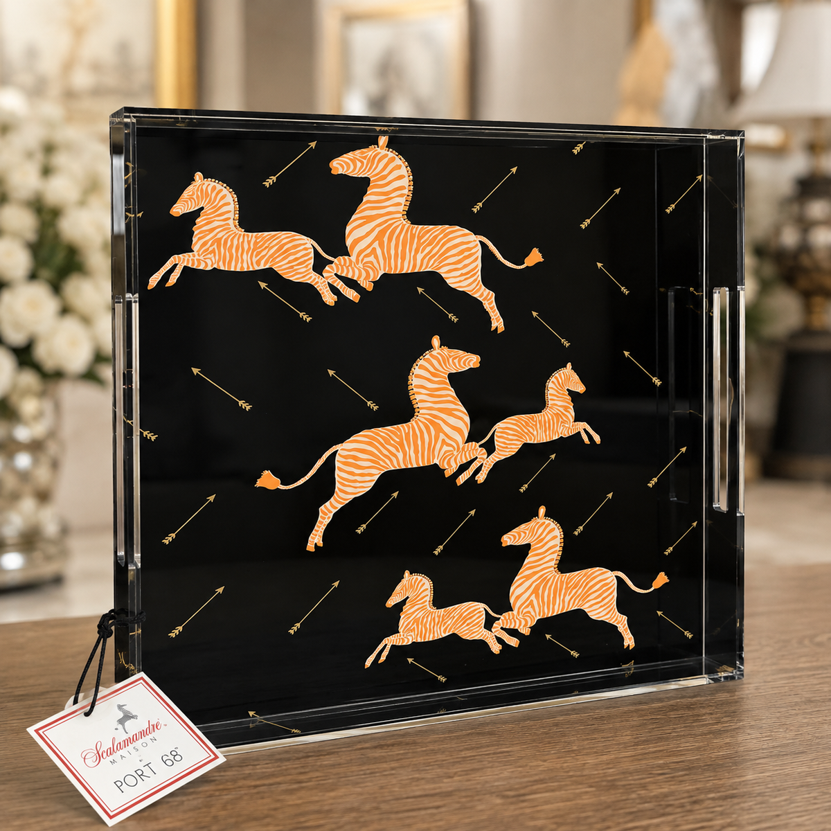 Scalamandré Leaping Zebra Acrylic Tray- 15”