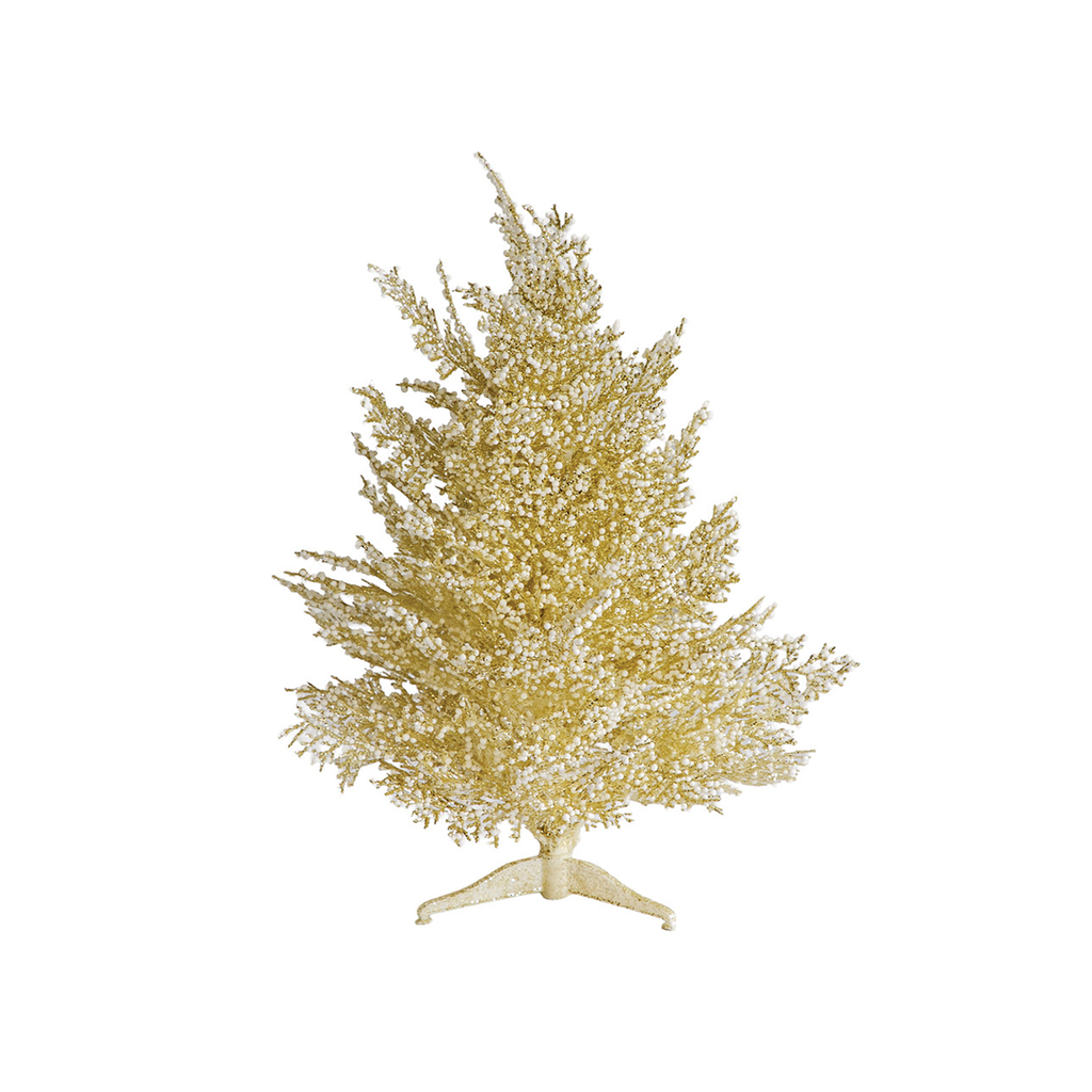 12" Glittered/Snowball Champagne Cedar Accent Trees