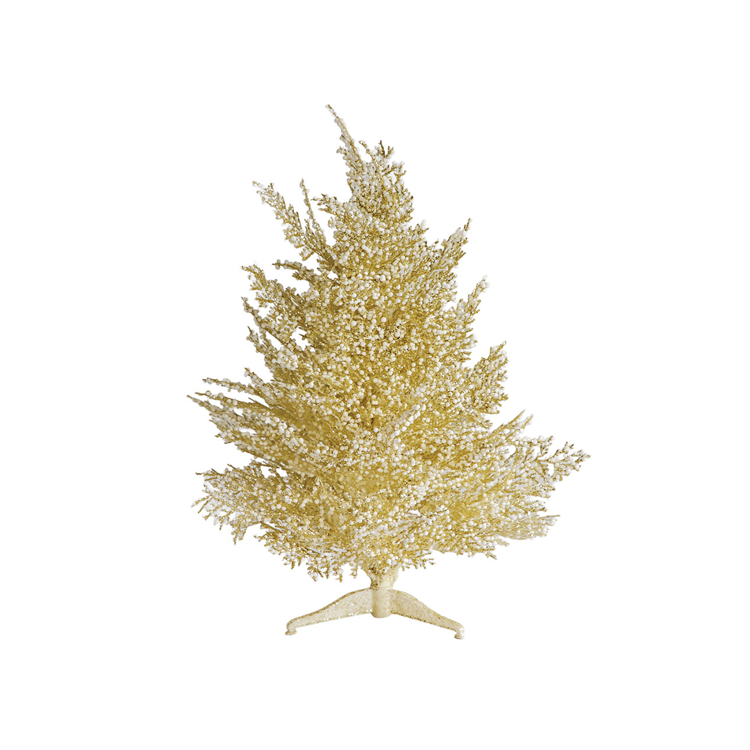 12" Glittered/Snowball Champagne Cedar Accent Trees