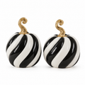 B/W Spiraled Pumpkins w/Gold Stem