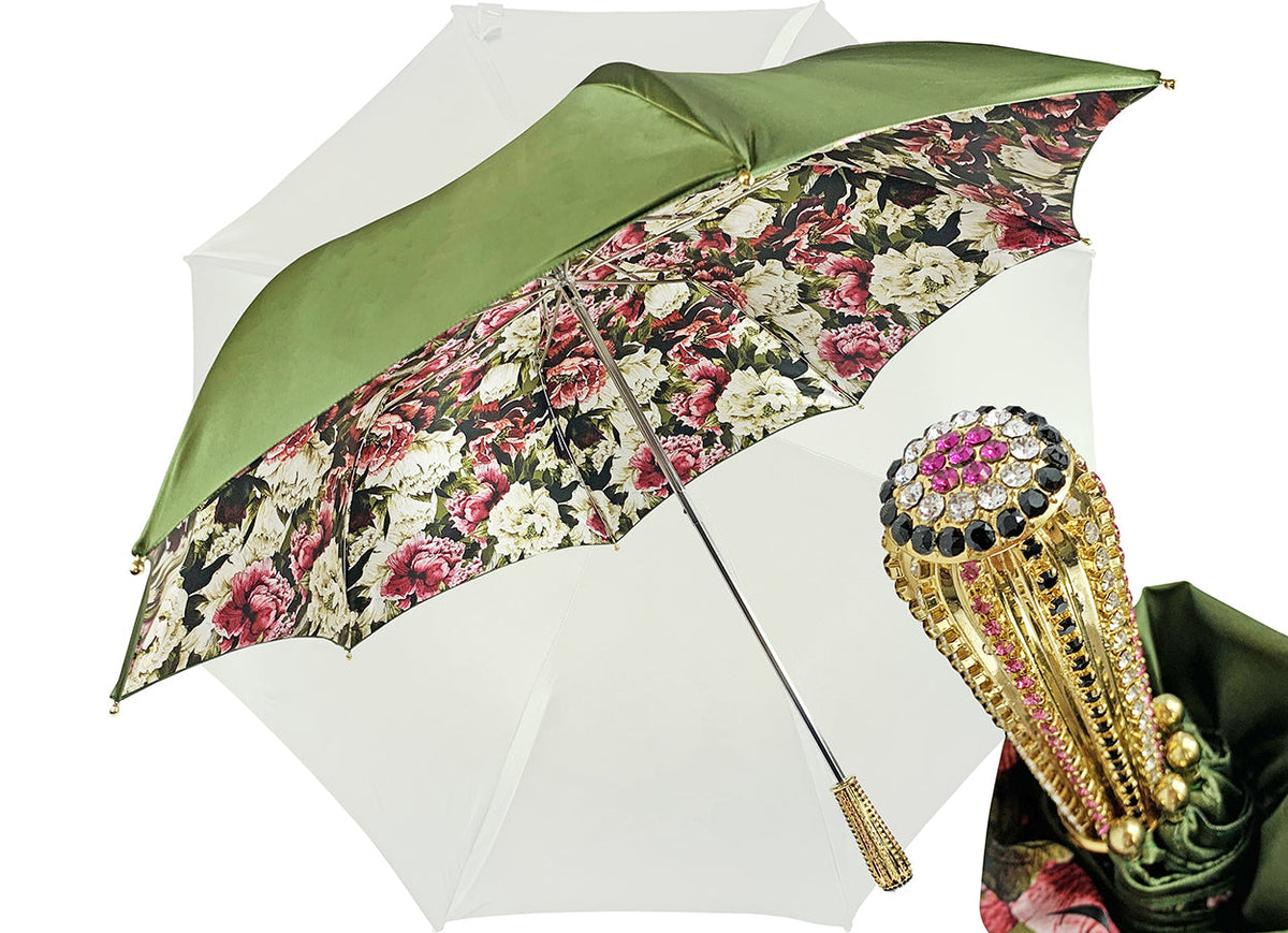 Olive Floral Double Canopy Umbrella