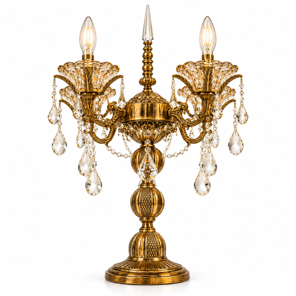 Chantilly Crystal Four-Light Candelabra Lamp