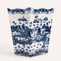 Blue Willow Porcelain Wastebasket