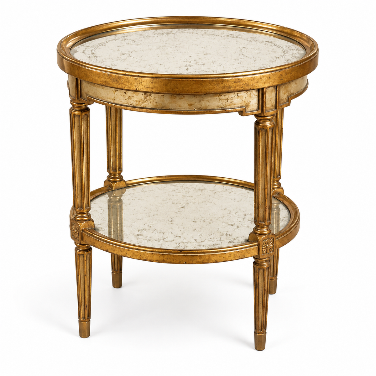 Beaumont Antiqued Gold Mirrored Side Table