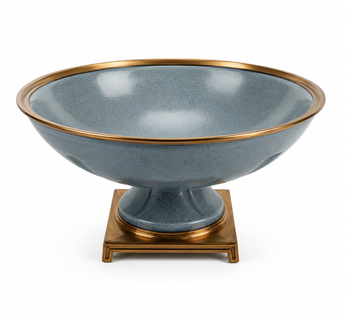 Ocean Blue Porcelain & Bronze Centerpiece- Arranged