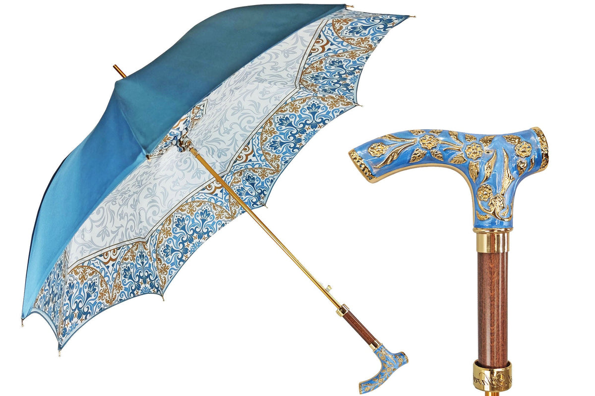Hand-Painted Floral Handle Umbrella