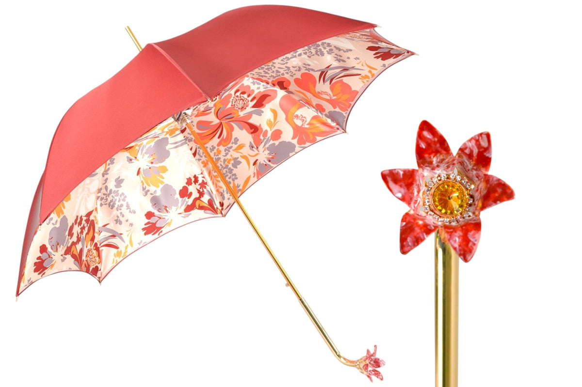 Red Floral Handle Umbrella