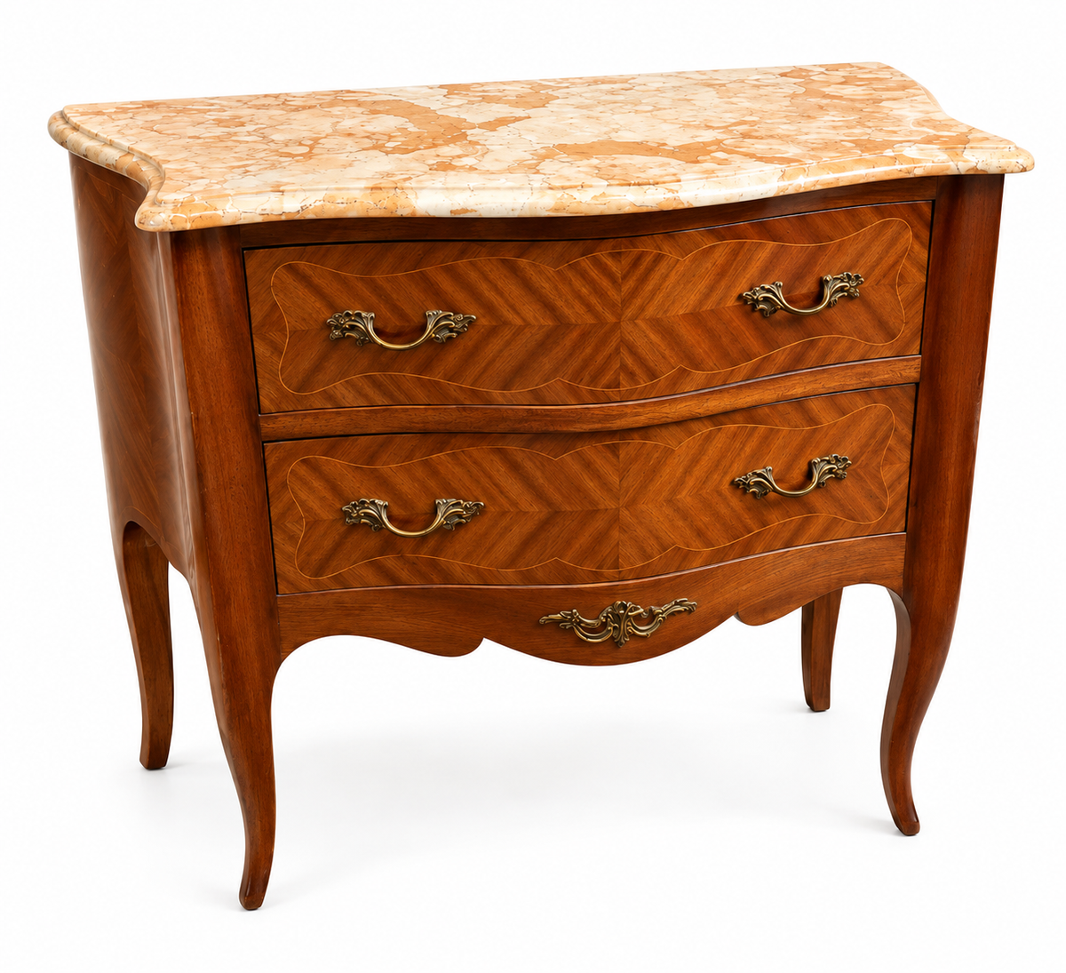 Louis XV Marquetry Bombé Chest with Stone Top