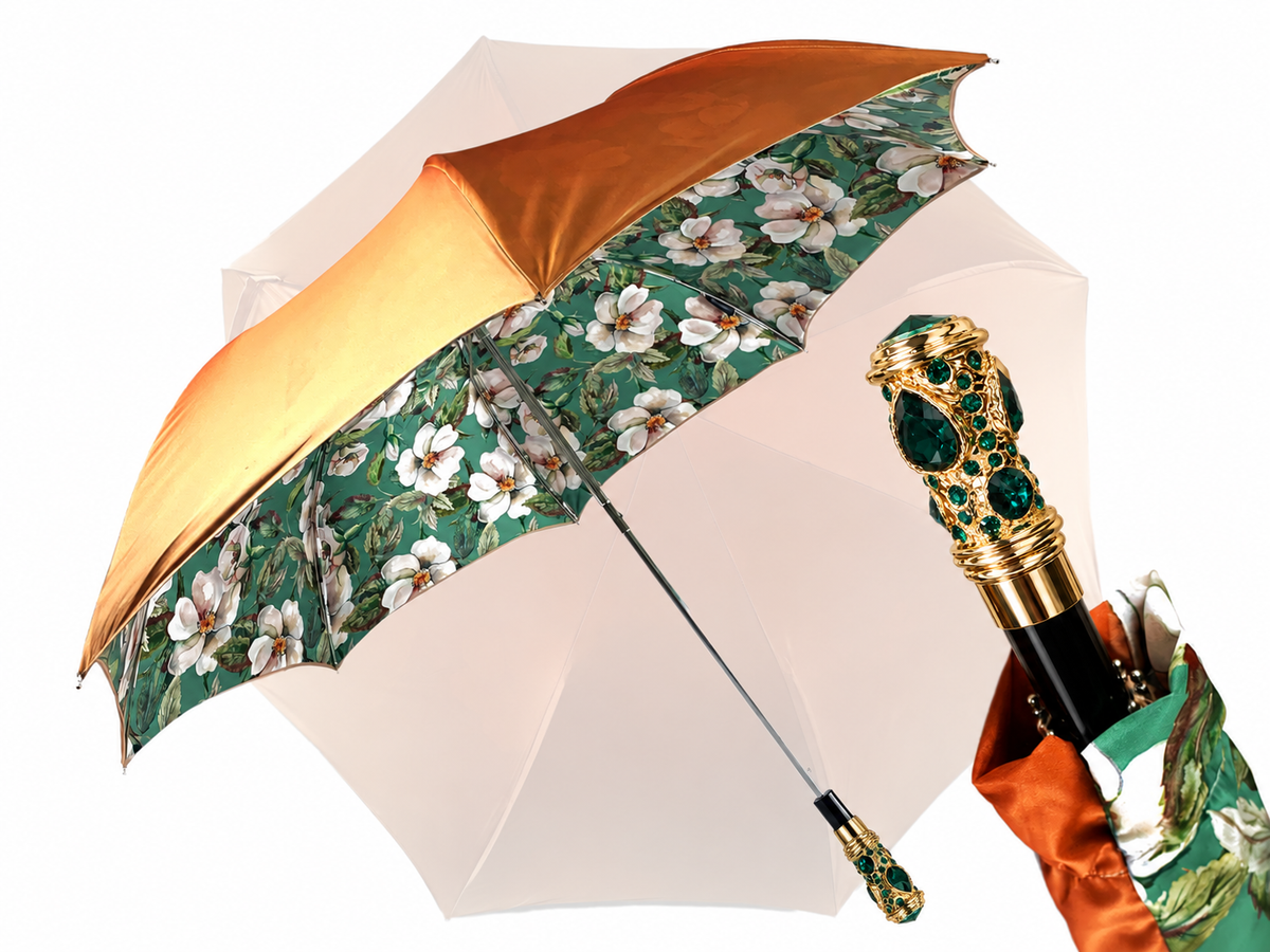 Light Green Floral Folding Umbrella
