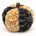 9-Inch Cream & Black Shaved Wood Pumpkin