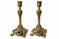French Rococo Brass Candlesticks - Pair
