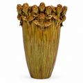 Amber Botanical Fluted Ceramic Vase