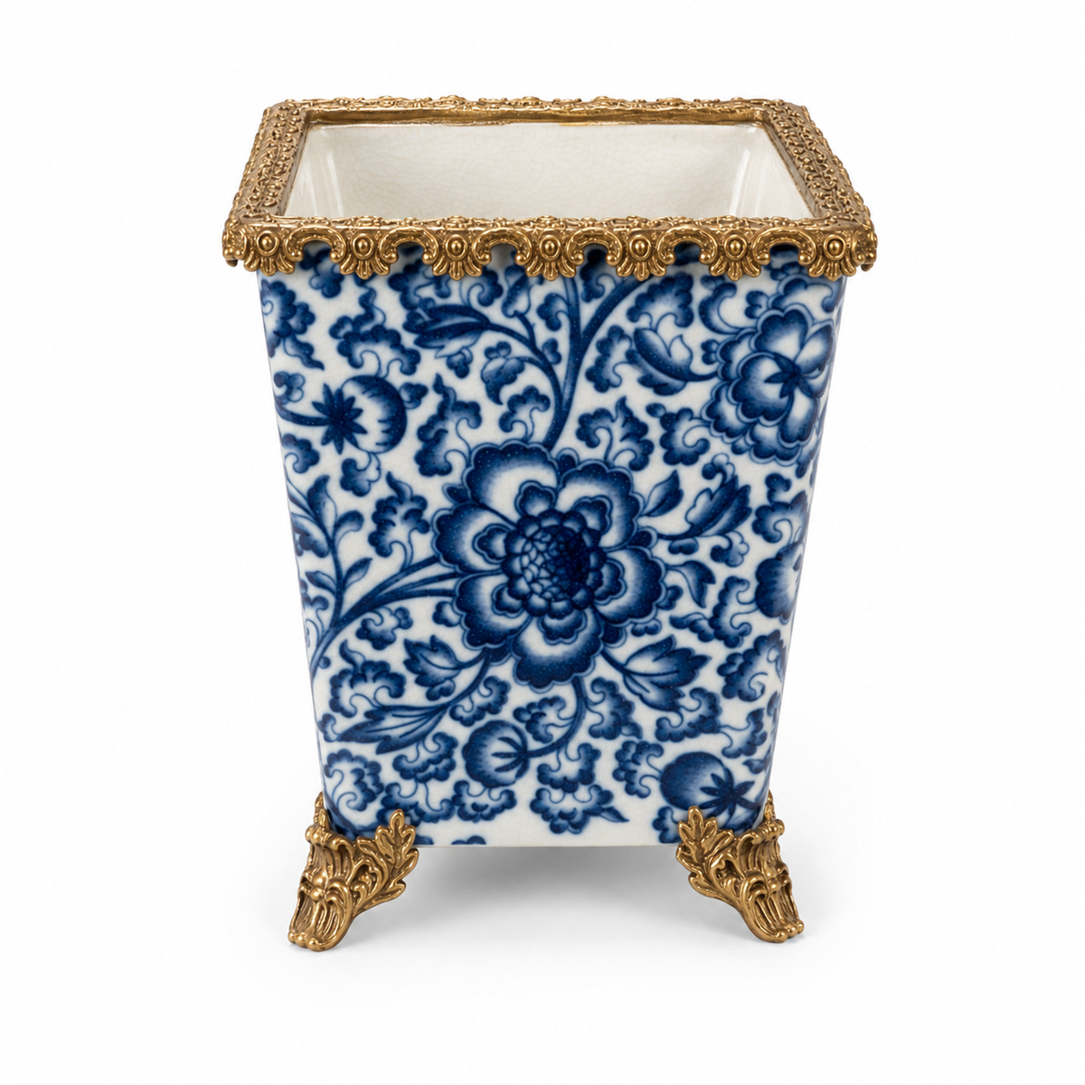 Chinoiserie Blue & White Bronze Cachepot