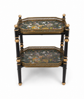 Verdant Aviary Two-Tier Porcelain Tray Table