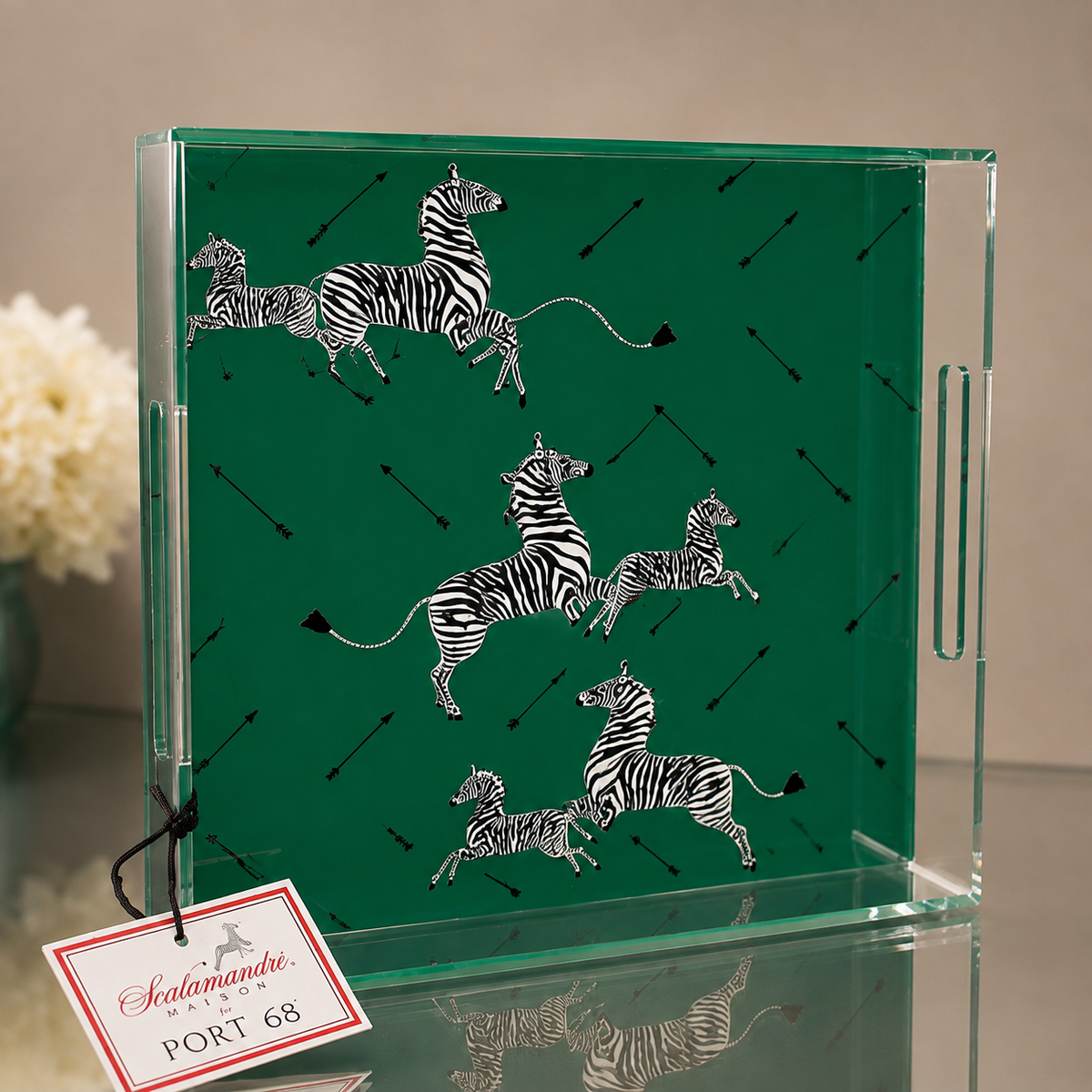 Scalamandré Leaping Zebra Acrylic Tray- 15”