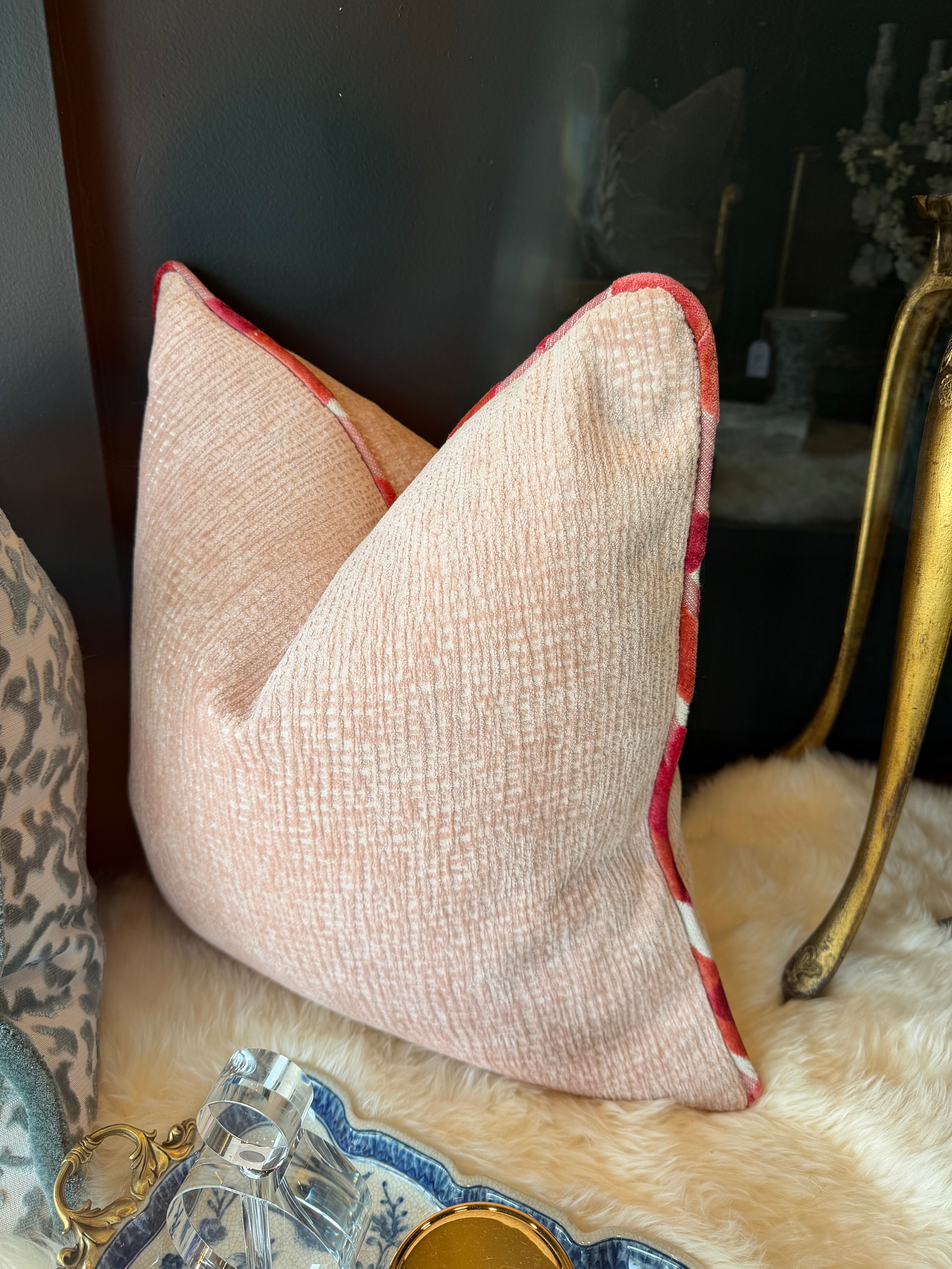 Rosalie Blush & Coral Pillow — 22"