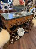 The Beaumont Carved Wood & Stone Console