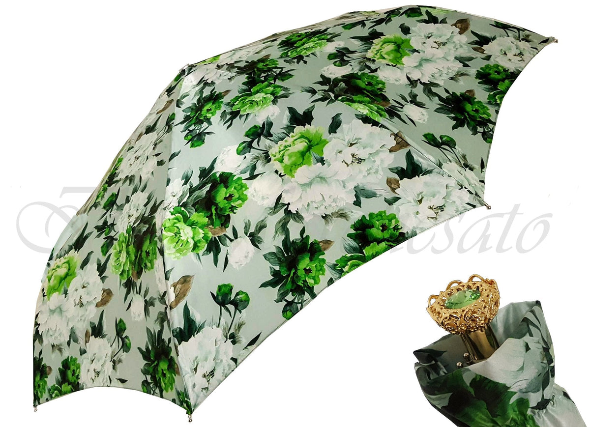 Green Floral Travel Umbrella