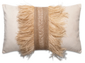 Ostrich Trim Pillow - Wheat / Velvet