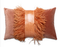 Ostrich Trim Pillow - Peach/Velvet