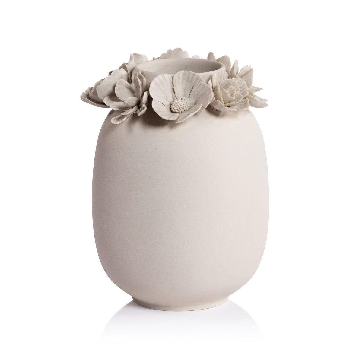 Sabine Floral Bone China Vase- Taupe